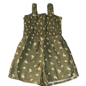 Old Navy Olive Floral Kids Jumpsuit